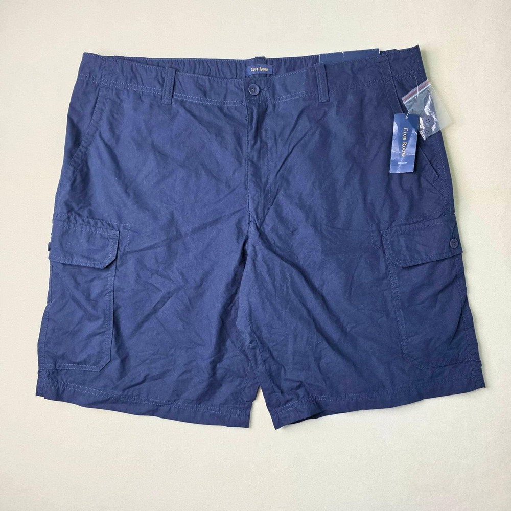 Club Room Men's Cargo Shorts Size 40 Navy Blue Pockets Casual 24574BN558 Read